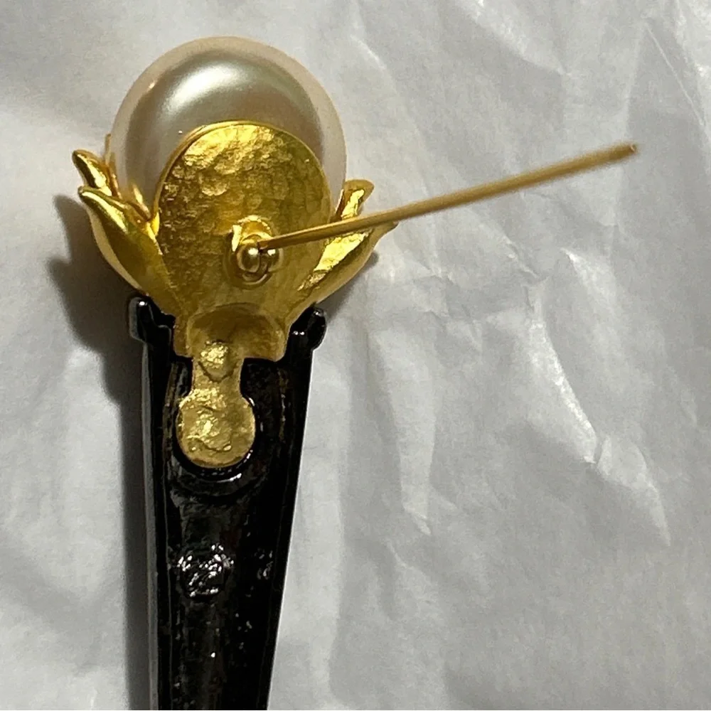 Vintage Karl Lagerfeld Runway Haute Couture Gunmetal Torch Brooch 4”
